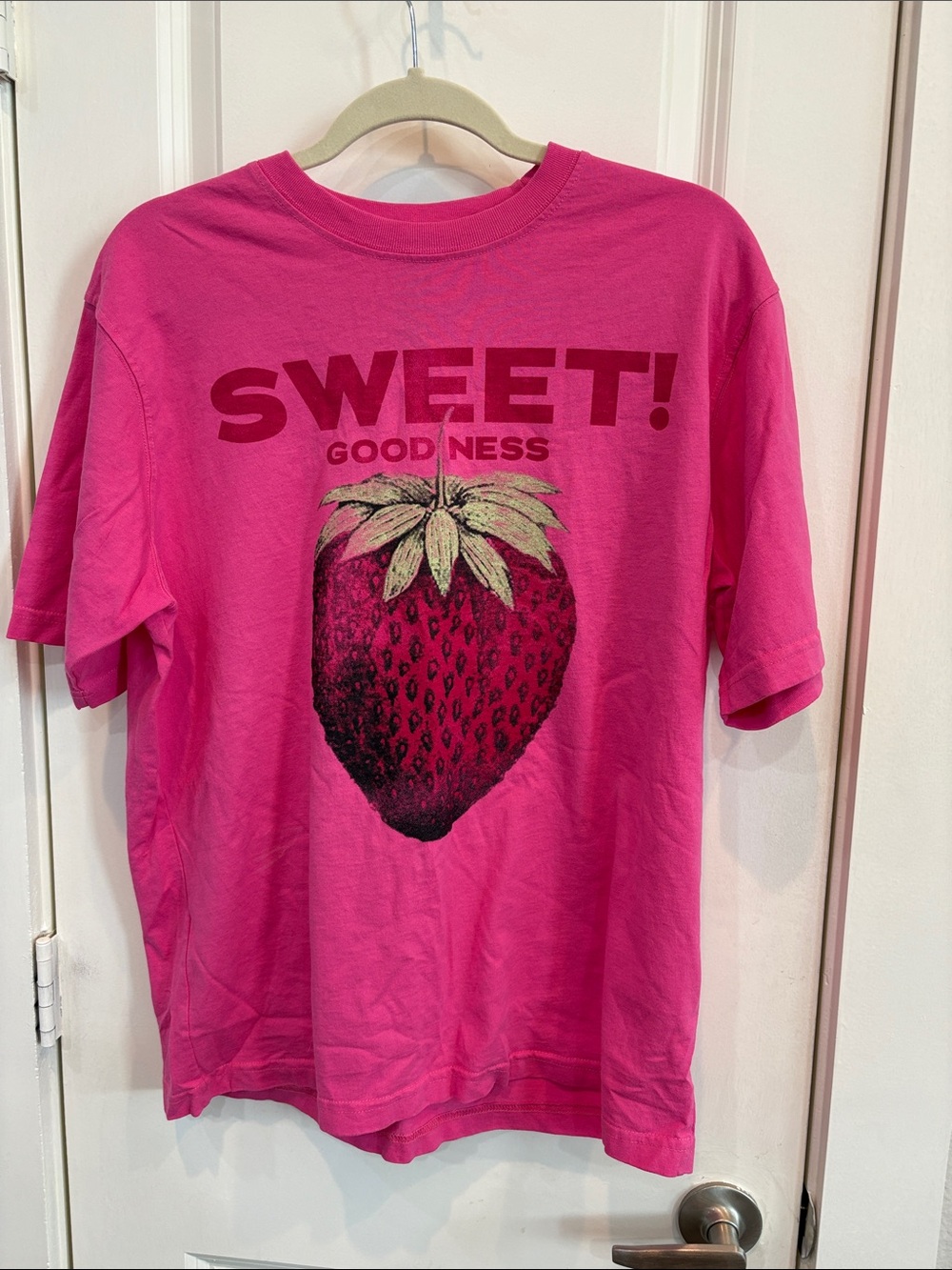 Free People Hot Pink Strawberry Graphic Tee